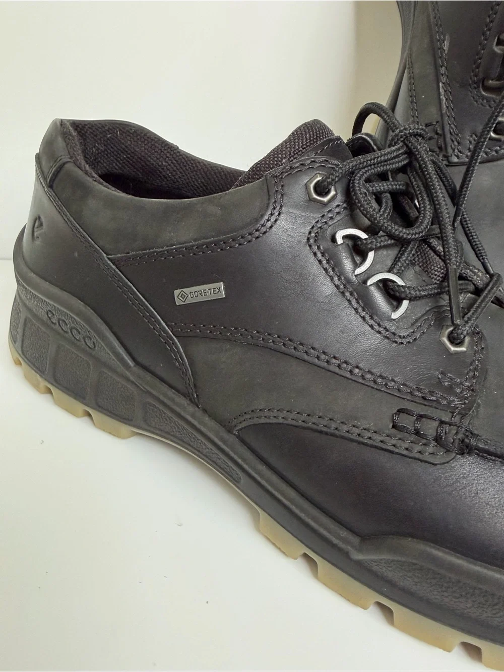 ECCO Track Gore-Tex Men’s Leather Walking Shoes Black EU 46 US 12-12.5 Waterproo